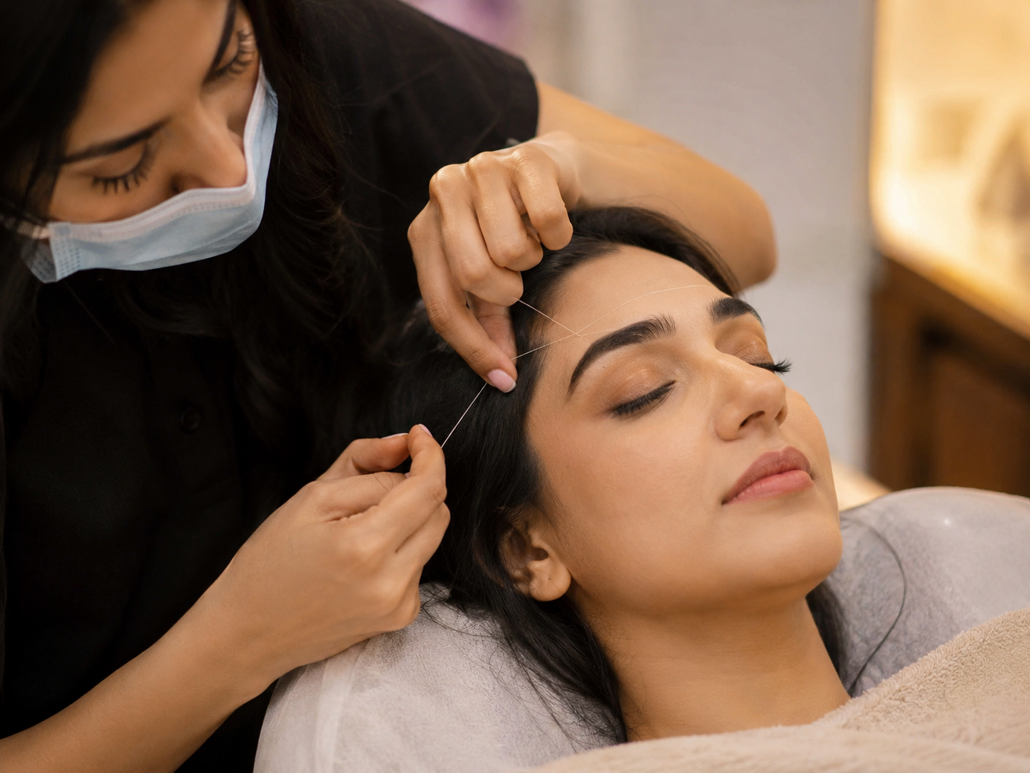 Brow grooming service at Auréance Studio