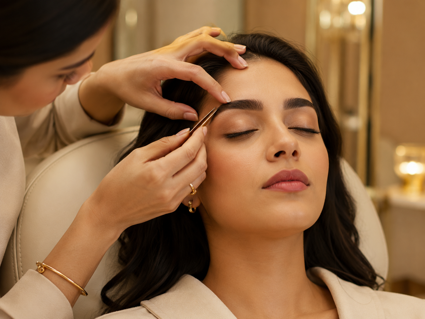 Brow grooming service at Auréance Studio
